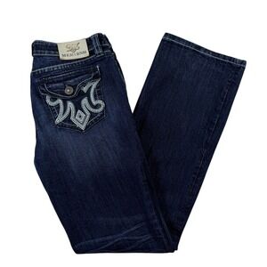 MEK Denim Birmingham Slim Bootcut Jeans Dark Wash Embroidered Mens 32X34 (30)